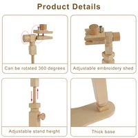 Support de broderie en bois, cerceau de broderie, mains libres, support de point de croix 360 ° Support de cerceau de broderie rotatif, support de point de croix 3