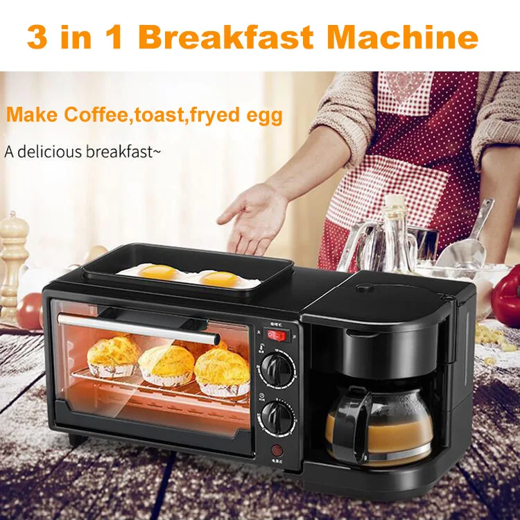 Breakfast Machine 3-in-1 Household Electric Oven Automatic Bread Machine Multi-function Oven Appliance