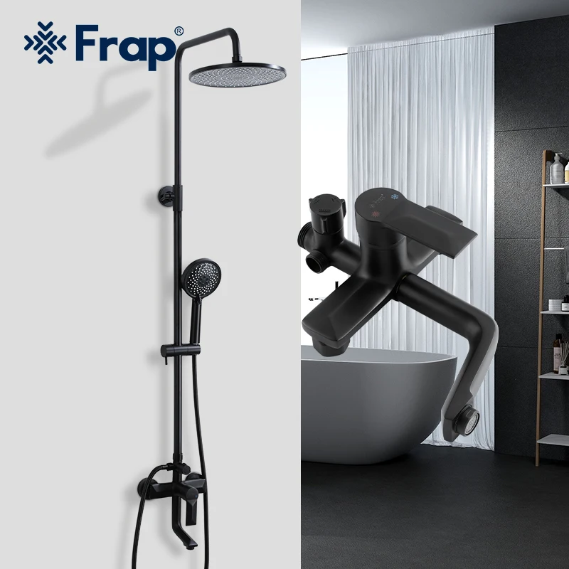 Frap Shower Faucet Bathroom Faucets Rainfall Shower System Wall Mounted Bracket Tap Fixed Cold Hot Mixer