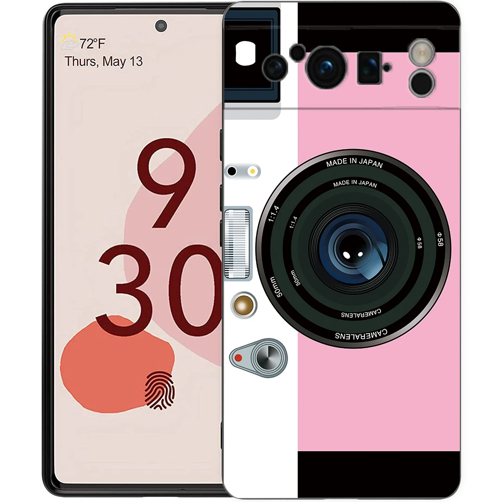 Vintage Camera-Inspired Shockproof TPU Phone Case - Soft Black Cover