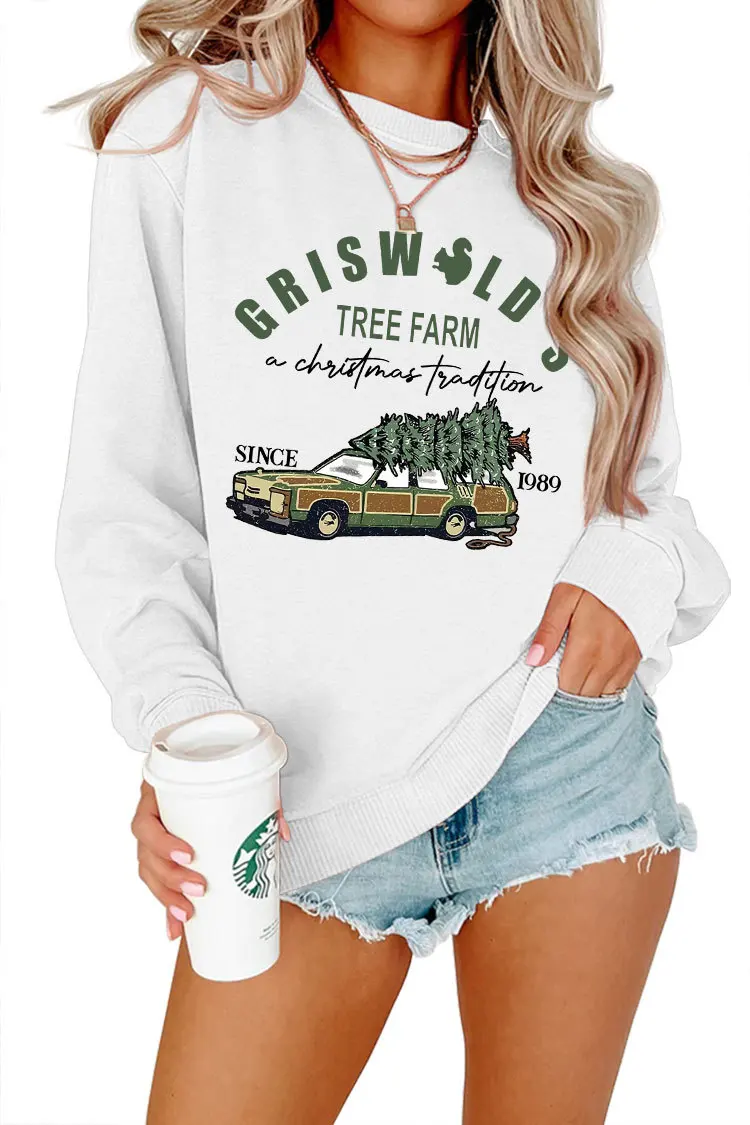 Spot New Winter Simple Pullover Women's Christmas Long Sleeve Sweater Loose Round Neck Hooded Clothes