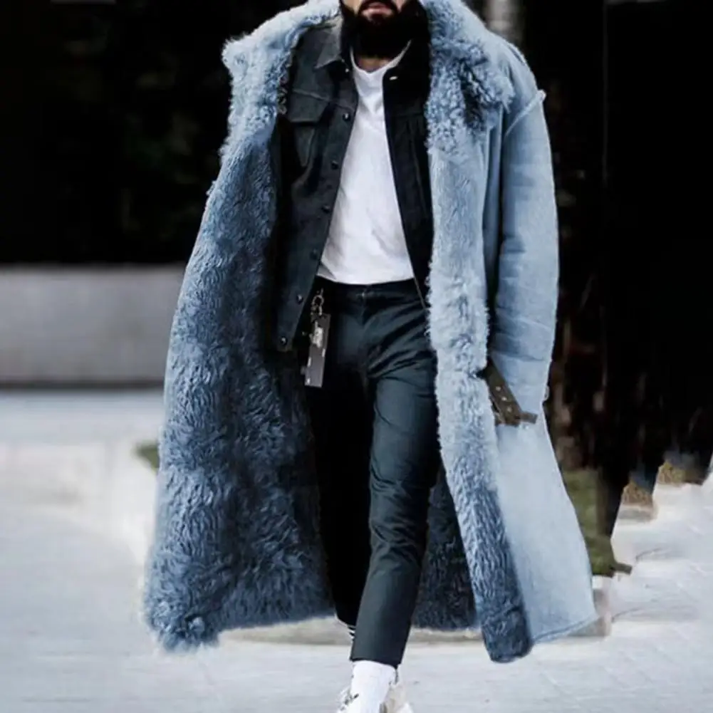 

Classic Men Windbreaker Premium Men's Winter Coat Thick Plush Cold Resistant Single-breasted Lapel Stylish Outdoor for Mid