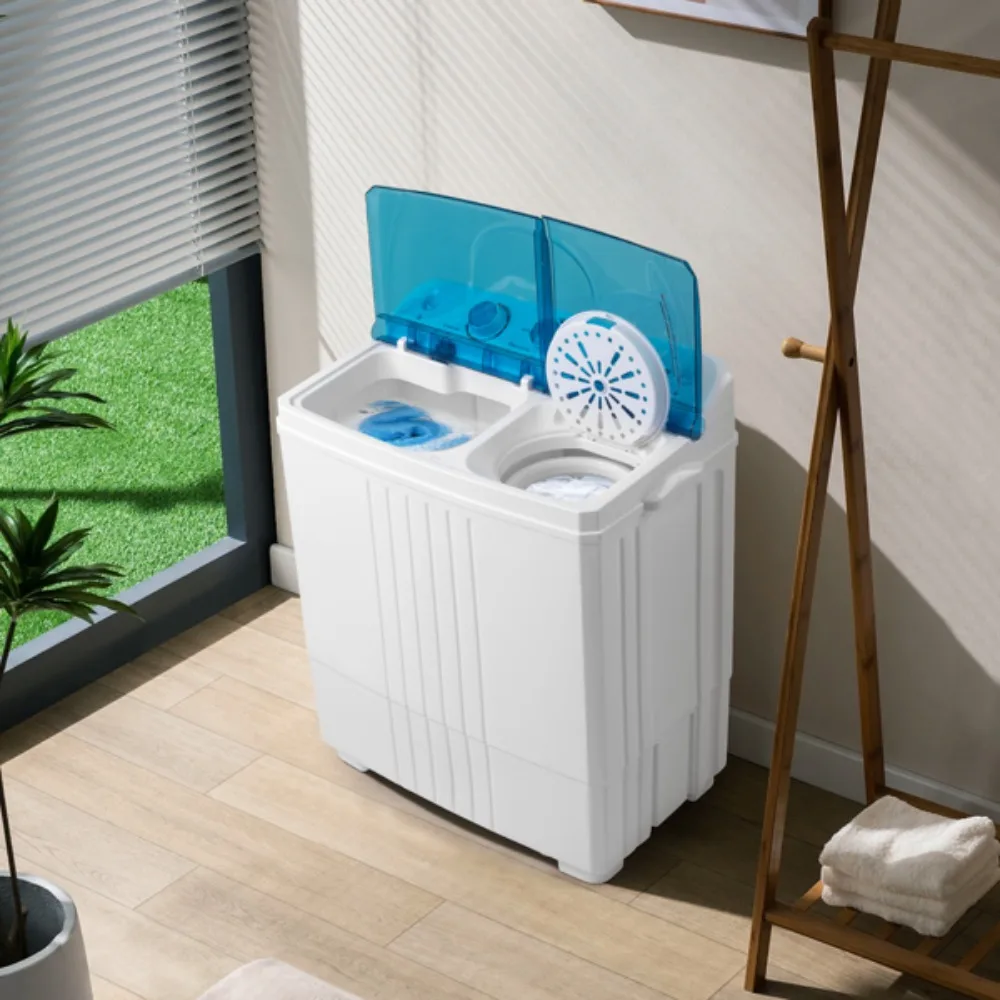 Washing Machine, with Built-in Drain Pump 20Lbs Semi-automatic Twin Tube for Apartment, Dorms, and More, Washing Machine