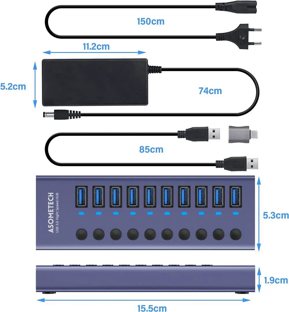 de energia, Multi USB Extender, 4 Portas,