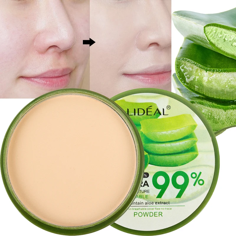 1PC Waterproof Aloe Vera Moisturizing Face Powder Smoothing Pressed Powder Breathable Makeup Concealer Brighten Foundation pressed powder foundation concealer powder compact powder face powder
