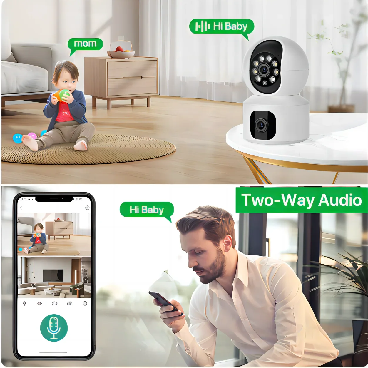 8MP WiFi IP Camera Dual Lens Baby Monitor Color Night Vision PTZ Human Automatic Tracking Video Smart Home Surveillance Cameras 4