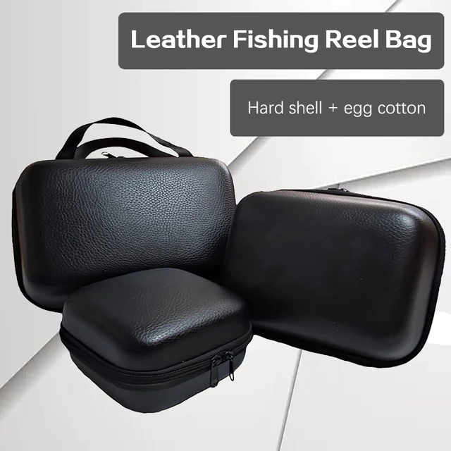 Fishing Reel Bag Case PU Hard Shell Shockproof Cover Zip Pouch Storage  luggage