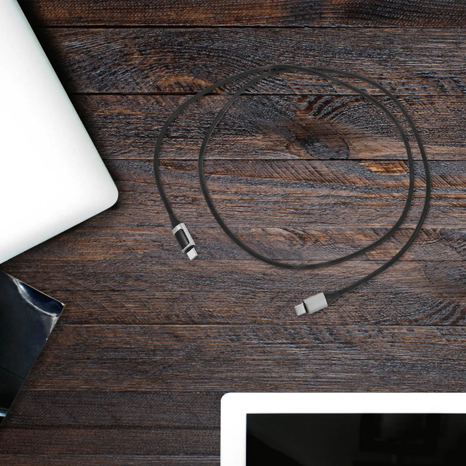 디지털 디스플레이 타입-C 충전 케이블 100W 고속 충전 USB-C 코드 휴대폰, 태블릿, 차량용 충전기와 호환 가능 고출력 LED
