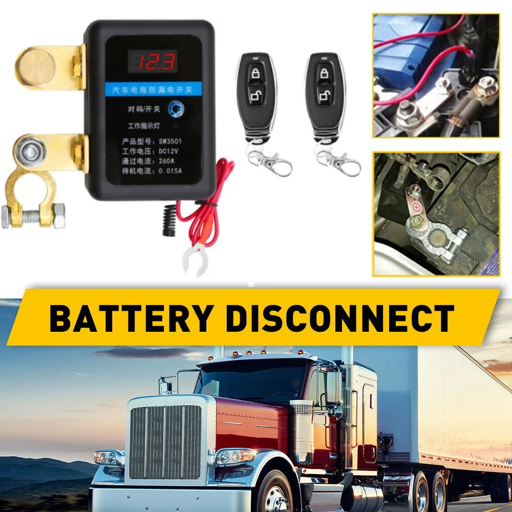 DC 12V Remote Battery Disconnect Switch 260A Kill Switch Automatic Power Off Prevent Battery Drain For Car Truck SUV battery switch