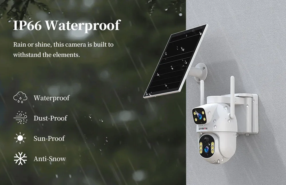 LS VISION 8MP 4G SIM Solar Camera Dual Lens Outdoor Security Cameras CCTV PIR Hu