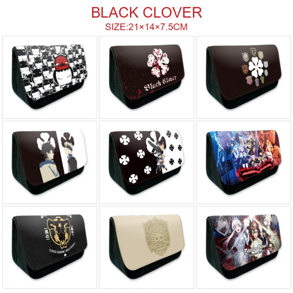 

Anime Black Clover Canvas Pencil Case Student Pen Bag Casual Cartoon Makeup Cosmetic Bag Unisex Zipper Stationery Bags