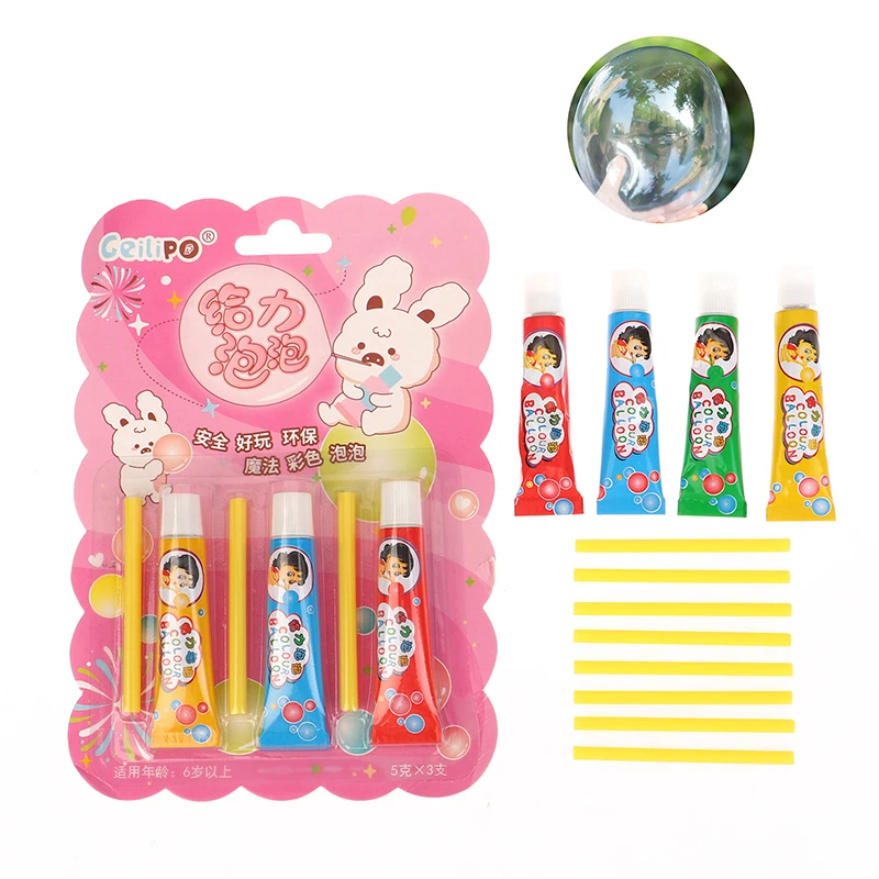 1/3PCS Blowing Colorful Bubble Ball Plastic Balloon Won't Burst Safe For Kids Boys Girls Gift Cartoon Magic Bubble Glue Toy 6