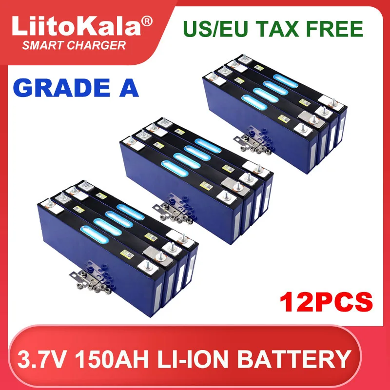 

12x Liitokala 3.7v 150Ah Lithium battery 4.2v for 12v 24v electric vehicle Off-grid solar energy Large single Grade A Tax Free