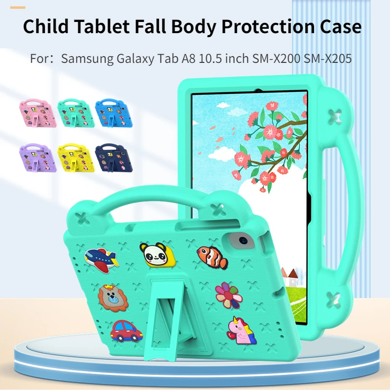 

Для Samsung Galaxy Tab A8 диагональю 10,5 дюйма, женский портативный ударопрочный чехол из ЭВА с полным покрытием, Ручной Чехол-подставка для детского планшета