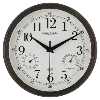 Indoor/Outdoor Wall Clock with Thermometer & Hygrometer 2