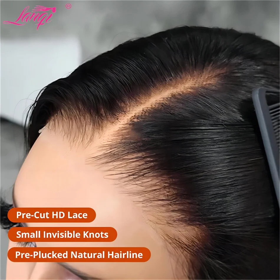 Pelucas rectas de cabello humano sin pegamento, cabello humano listo para usar, Remy brasileño, peluca Frontal de encaje transparente 13x4