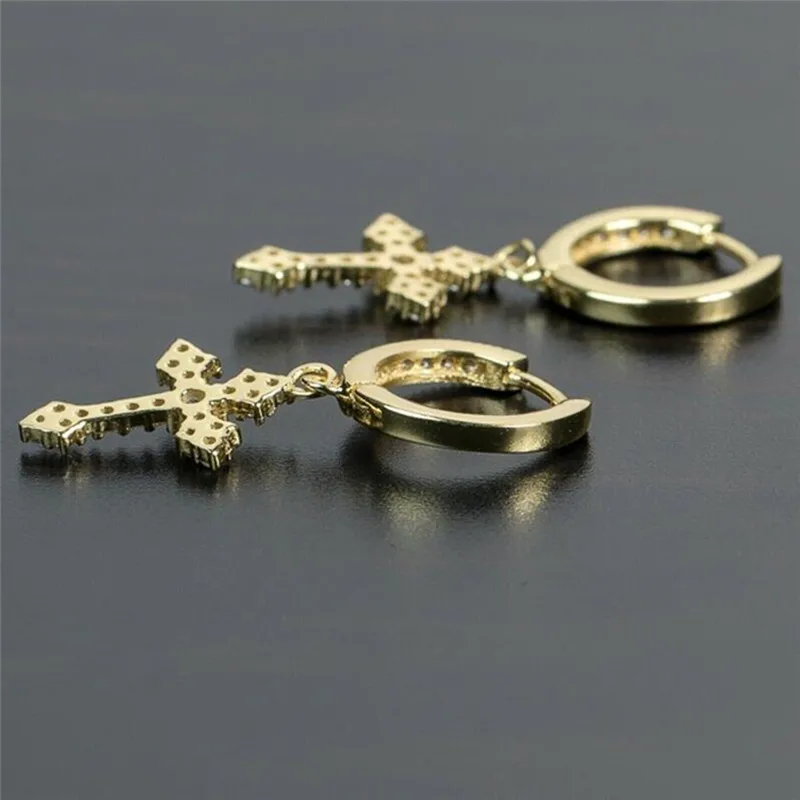 Klassische Kreuz Punkt-Bohrer Kristall Austauschbare Exquisite Weiße Farbe Ohrringe Für Frauen Männer Hiphop Party Schmuck Geschenke – Detail 6