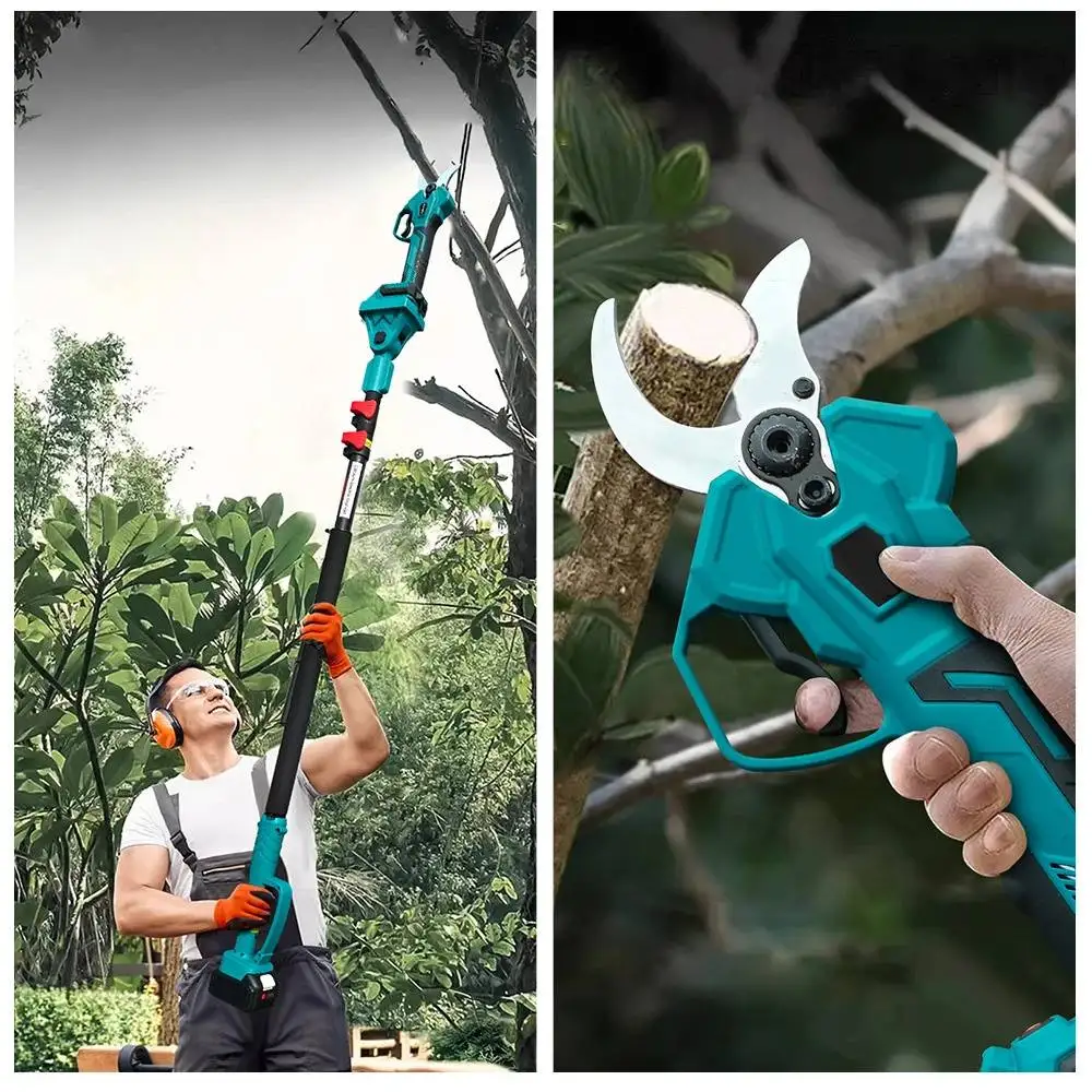 35mm Brushless Electric Scissors Pruner with 2.8m Telescopic Extension Pole Fruit Tree Bonsai Pruning for Makita 18V Battery 2