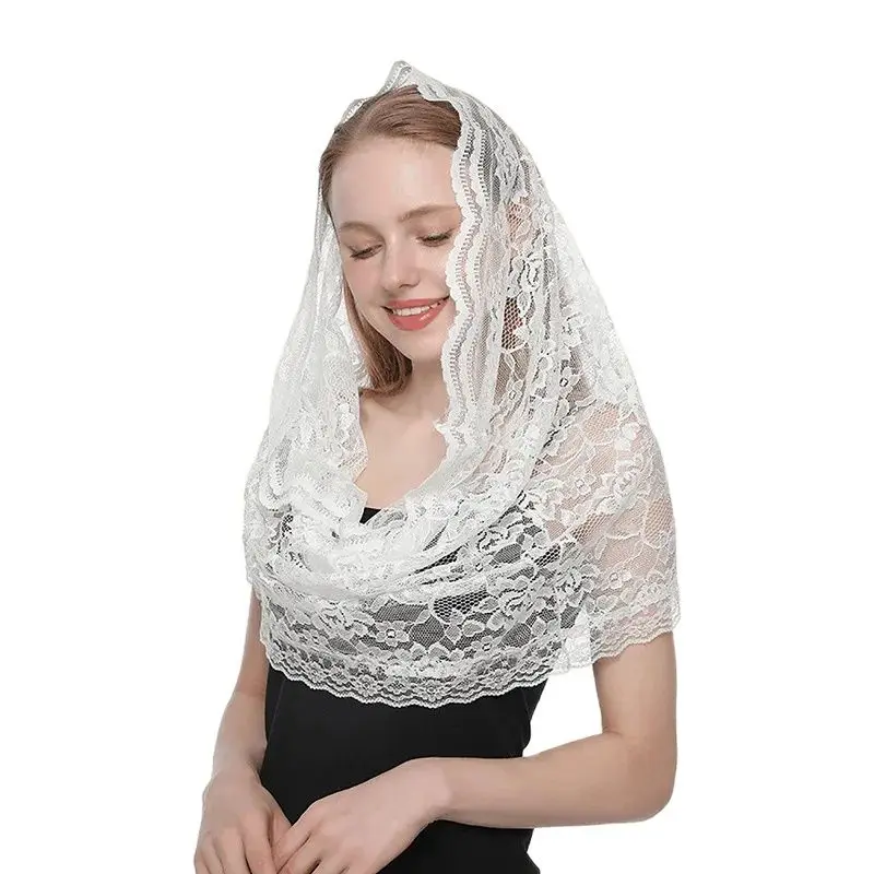 

Chapel Veil Catholic Mass Lace Head Scarf For Church Spanish Embroidered Shawl Lace Mantilla Catholic Church Chapel Veil