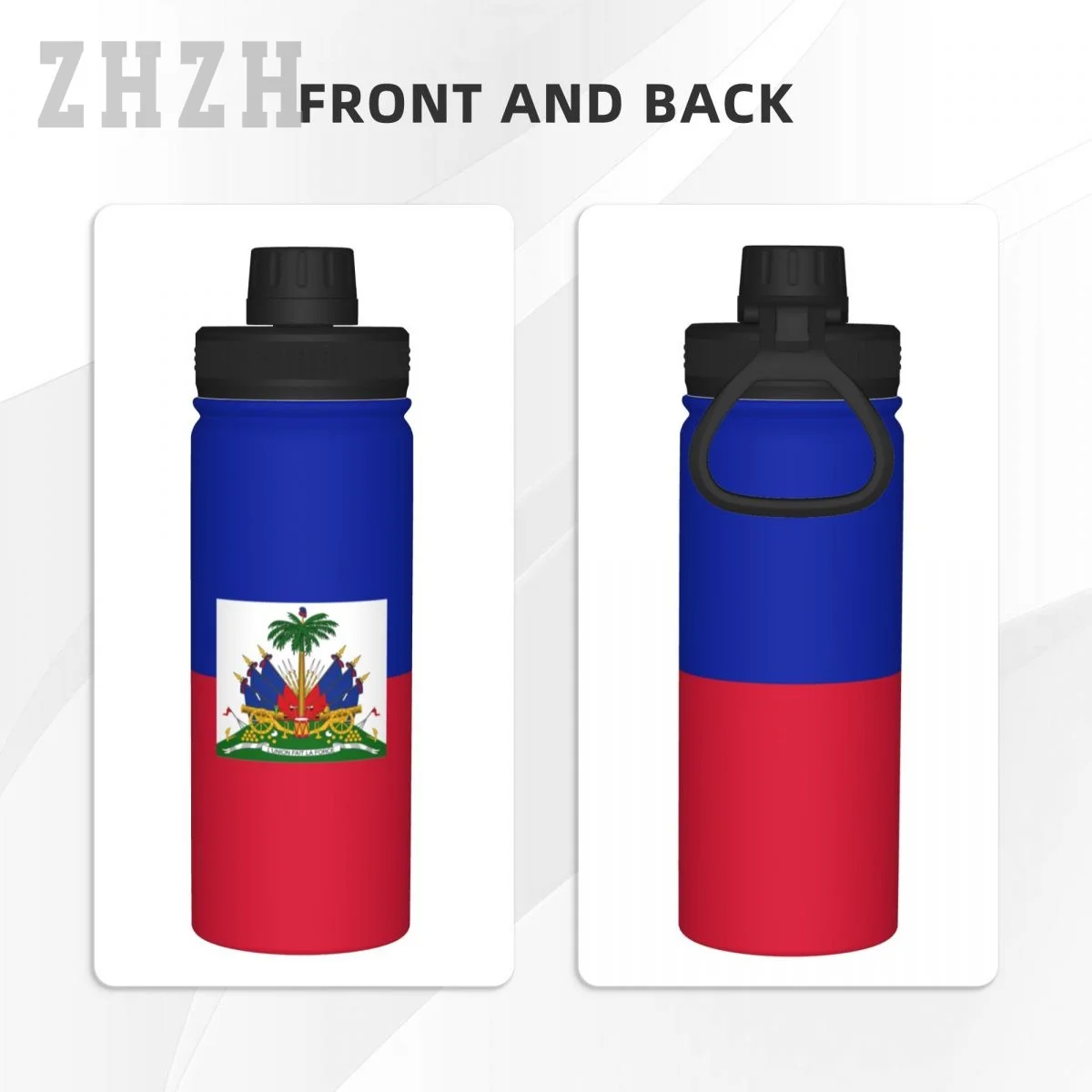 Sports Water Thermos Bottle Unisex Haiti Flag Haitian Stainless Steel Double-layer Insulation Cold And Hot Travel Vacuum Flask