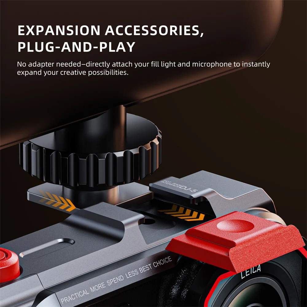 Aluminium-Kameragriff Action-Kamera-Cage-Rig für Insta360 Ace Pro 2 Handgriff mit Cold Shoe Mount & 1/4 Zoll für vertikale Aufnahmen – Detail 7