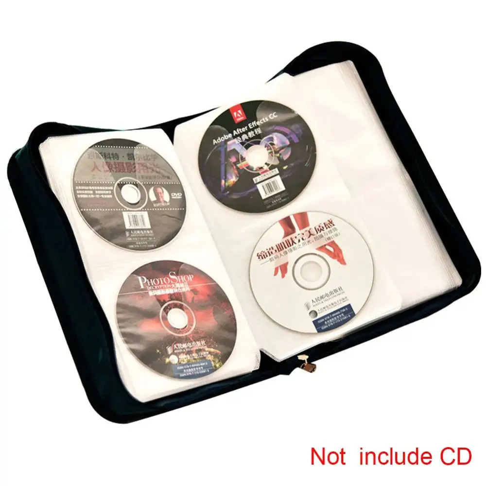DVD Case Holder 128 Disc CD Storage Bag Zipper Binder Travel Disc Box Waterproof Portable CD Storage Box DVD