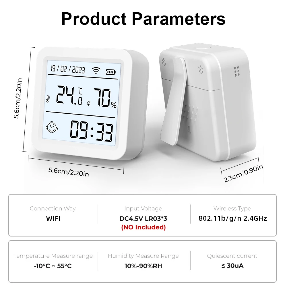 Tuya Smart WIFI Temperature and Humidity Sensor Hygrometer Thermometer with LCD