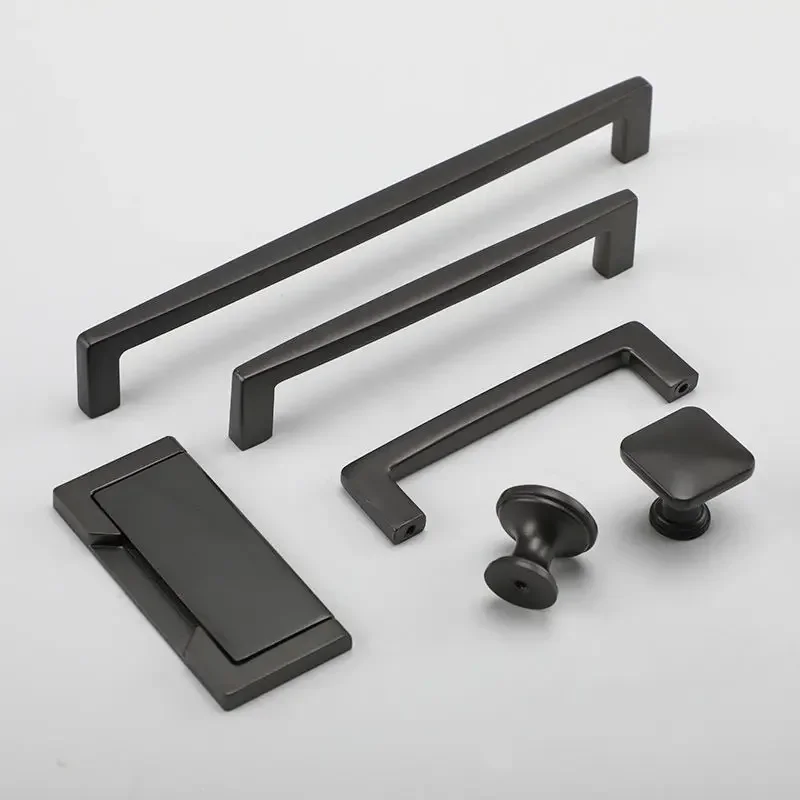 Nordic Gold Handle American Cabinet Door Handle Modern Simple Cabinet Handle Black Light Luxury Drawer Knobs Kitchen