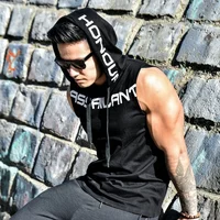 Hommes débardeurs vêtements de sport Fitness sweat à capuche sans manches gilets coton Singlets hommes Joggers gilet musculation vêtements de sport 5