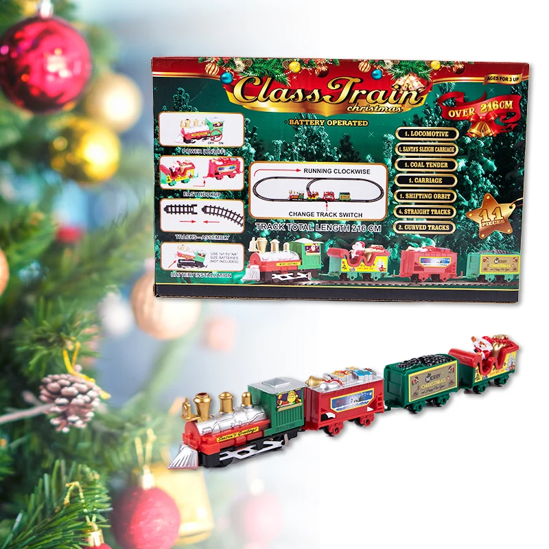 Christmas Decorations Realistic Electric Train Set Easy To Assemble Safe Kids Gift Party Home Xmas Tree Decoration