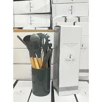 12 قطعة الغذاء الصف سيليكون تجهيزات المطابخ المطبخ أواني تيرنر ملعقة قياس ملعقة العملي أداة الطبخ أدوات المطبخ مجموعة - Image 3