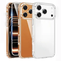 Crystal Clear TPU Shockproof Protective Case with Anti - Blue Screen Protector - iPhone 17 Pro (Transparent)