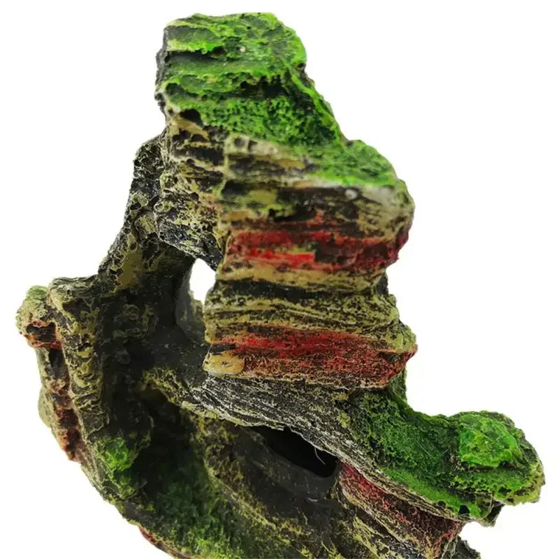 Artificial Moss Hiding Cave Mountain View Underwater Fish Tank Ornament Landscaping Craft Living Room Resin Aquarium Rockery fish tank ornaments,fish tank decorations,aquarium ornaments,mini landscape ornaments