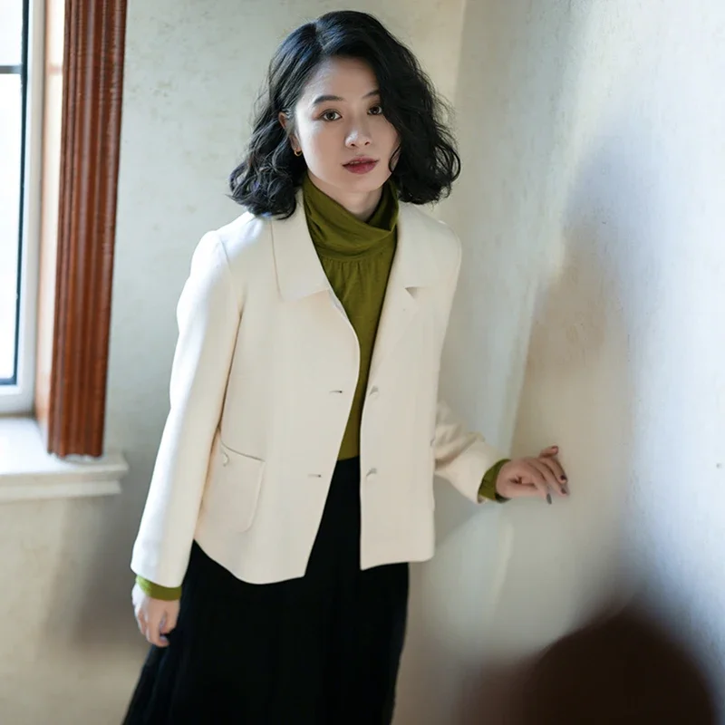 

CYNTHIA Women High-quality Vintage Elegant OL Short Outwear Blazer Female Long-sleeve Jacket Original Design 8-5