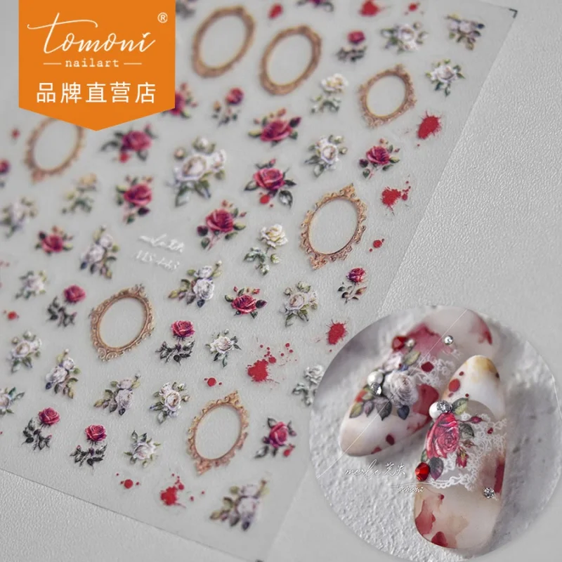 

Tomoni Thin Tough Nail Stickers No Loss Cooperation Japanese-Style Retro Nail Sticker Wholesale Rose Ms443