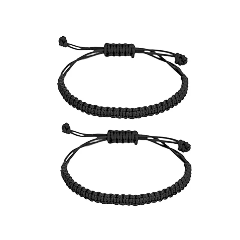 2pcs String Bracelets For Women Men Handmade Red Black Buddhist Tibetan