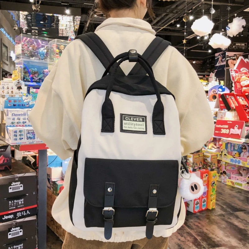 

Women Nylon Backpack Candy Color Waterproof School Bags for Teenagers Girls Patchwork Backpack Female Rucksack Mochila