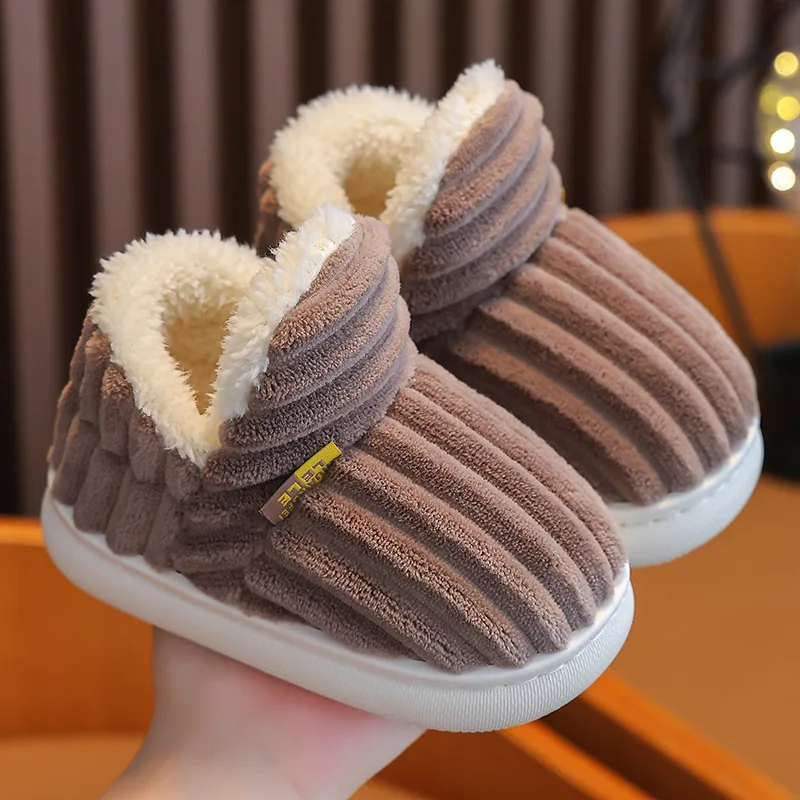 Kids Slippers Children's winter snow boots boys and girls warm cotton shoes heel wrap snow Indoor