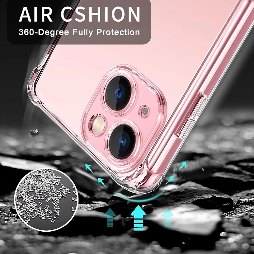 Shockproof Silicone Clear Phone Case with Lens Protection