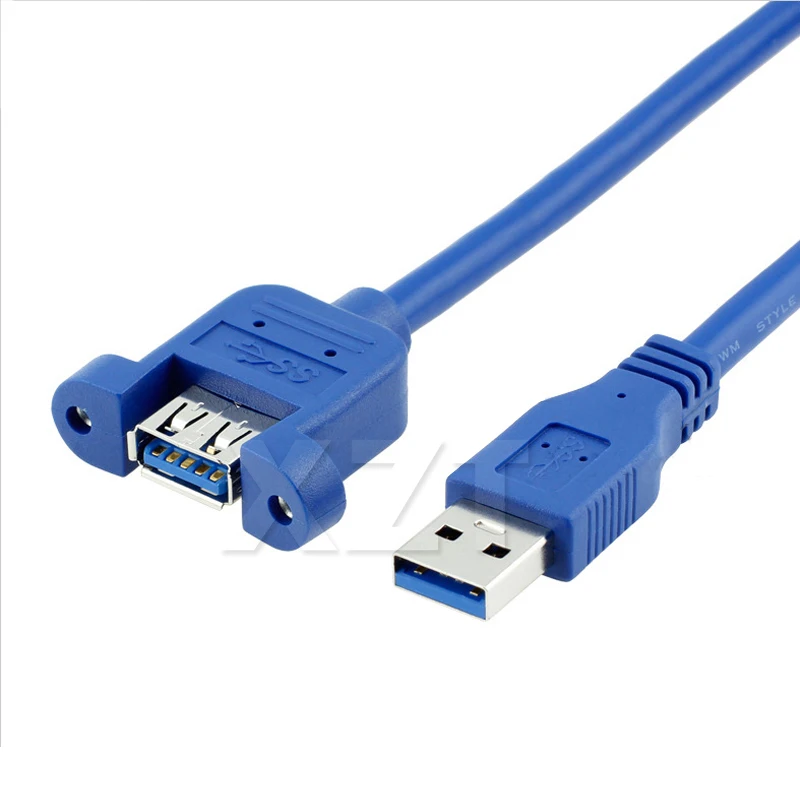 고속 USB3.0 남성-여성 USB 3.0 연장 케이블 와이어 컴퓨터 호스트 패널 마운트 나사 USB 커넥터 어댑터