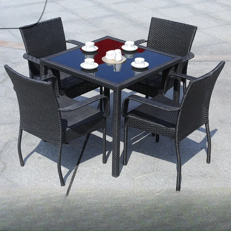 Sun-proof Breathable Outdoor Furniture for Terrace Modern Backrest Chairs Black Multifunctional Rattan Garden Chairs for Home
