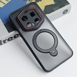 Luxury Matte 360° Rotating Stand Magnetic Case Cover with Bumper Protection for Honor Magic7 RSR Porsche Design (Black)