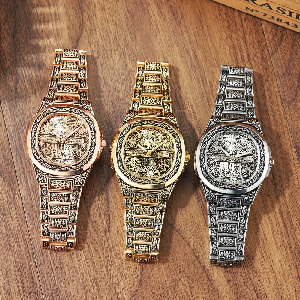Luxury Mens Watches Quartz Wristwatches Male Clock Embossed Pattern Stainless Steel Watchband Watches relogio masculino women quartz watch digital watch digital wristwatch men automatic watches