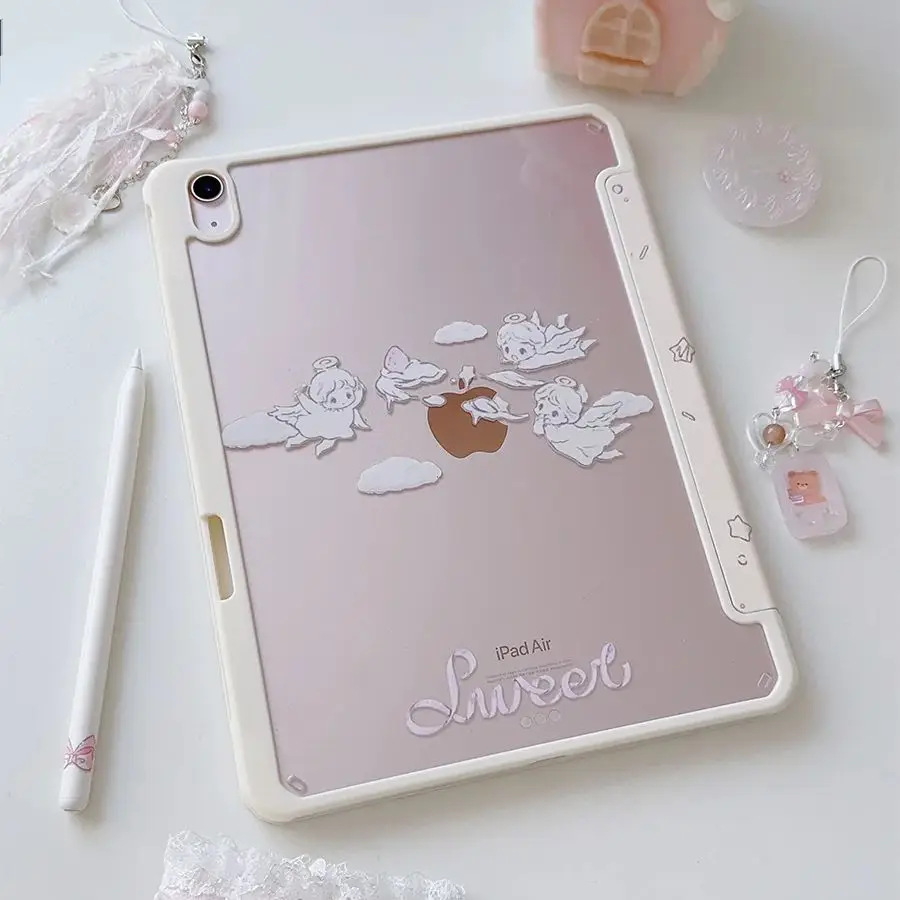 Angel Girl Transparent Design Super Thin Protective iPad Case