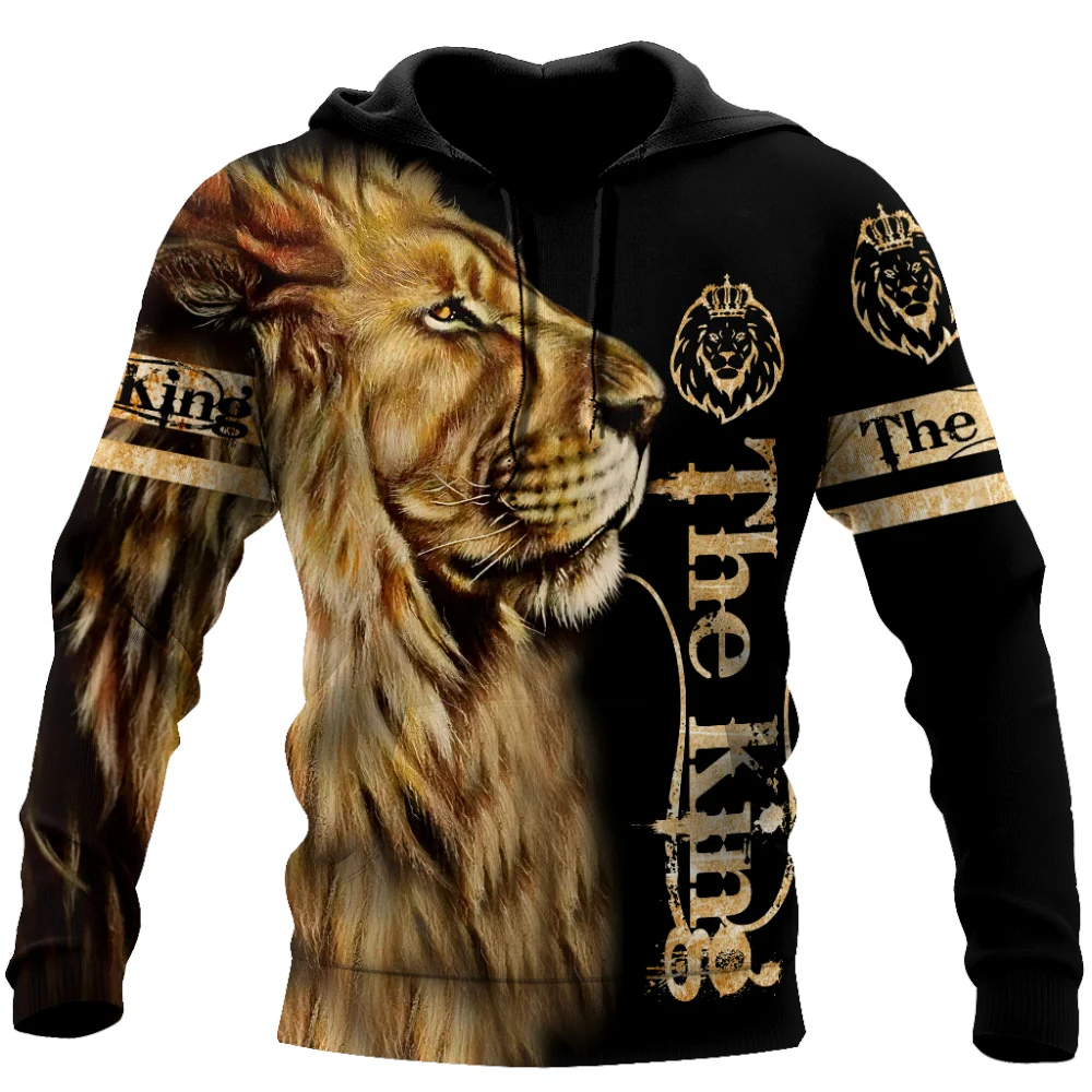 thumbnail image 1 of Sudadera con capucha unisex con estampado 3D de tatuaje de león y tigre de primavera y otoño para hombre, estilo hip hop, estilo Harajuku, básico, de calle, de gran tamaño, 1 of 5
