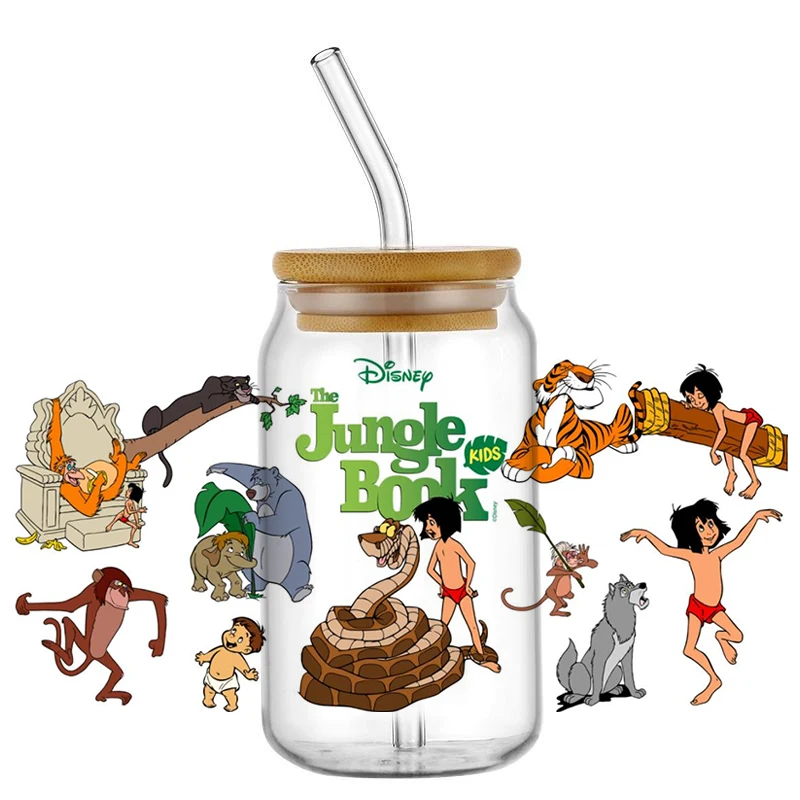 Miniso Cartoon Tarzan 3D Decal Cup Washable Transfer Sticker DIY 16oz Libbey Glasses UV DTF Cup Wrap