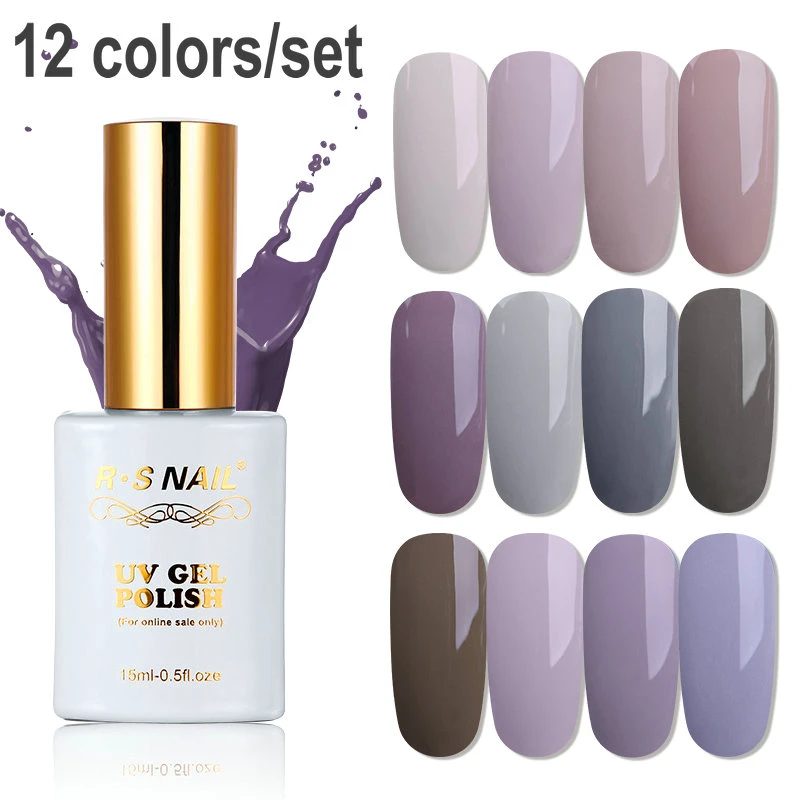 Rs Nail Grandma Ash 12 Colors Nail Gel Polish Set 15ml Nail Art Uv Led Semi Permanant Nail Gel Varnishes Lacquer Vernis Gel Lak Nail Gel Aliexpress