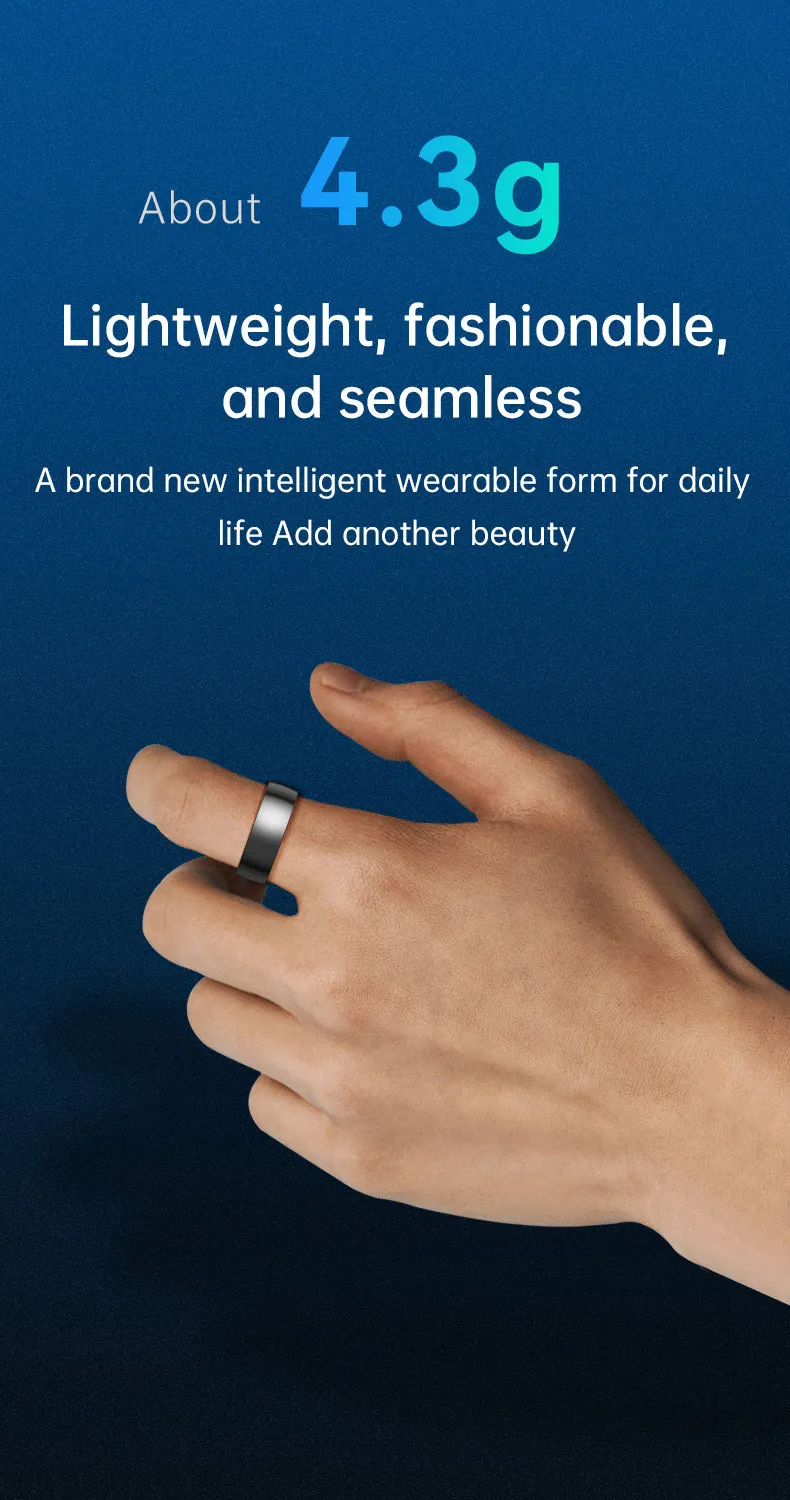 R1000 Stainless Steel Health Tracker Smart Ring Blood Oxygen Pressure Heart Rate Monitor Smart Finger Rings Fitness Waterproof