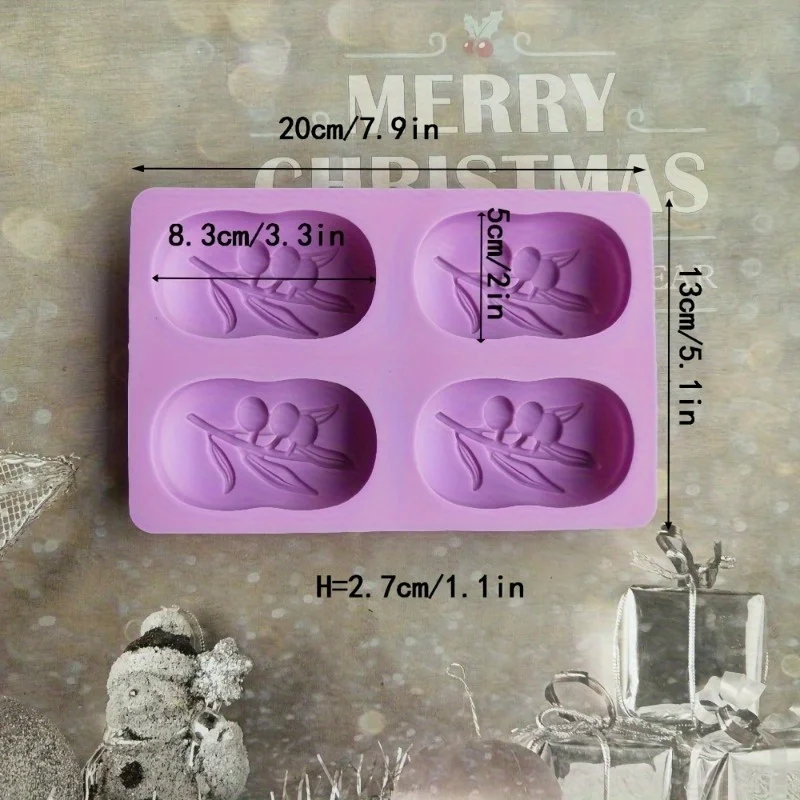 1pc 4 Olive Tree Handmade Soap Molds, Silicone Oval Olive Soap Mold 3D Handmade DIY Soap Candle Mold  Soap Making Supplies