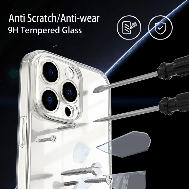 Luxury Transparent Tempered Glass Shockproof Case